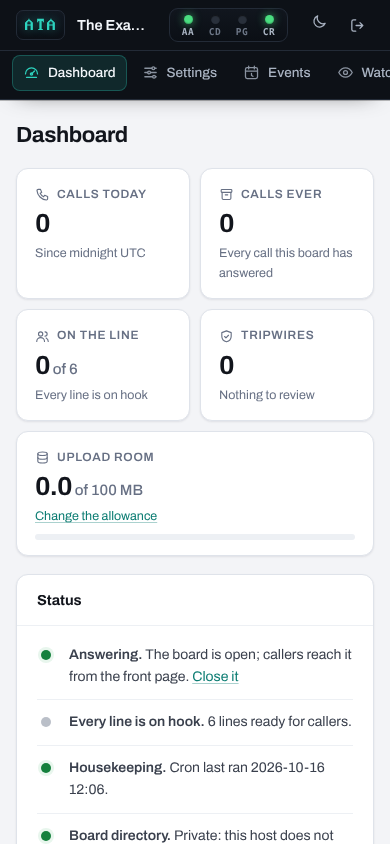 The dashboard on a phone